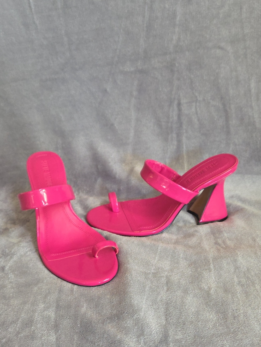 Steve Madden Renie Patent Hot Pink Toe-Loop Mules